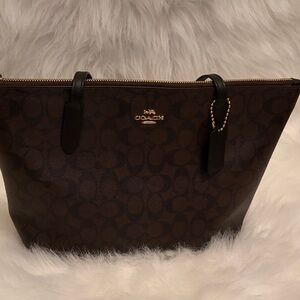 Coach Dark Brown Signature Tote